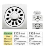 High Quality Square 4 Pulgada 2 Mm Thin 201 Stainless Steel Engineer Style Shower Toilet Kitchen Floor Drain