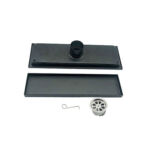 304 Inôksa 20-120 Mm Black Rectangular Invisible Floor Drain with Extended Tube and Common Self Seal Odor Proof Core