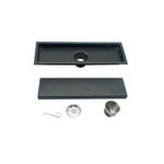 304 Inôksa 20-120 Mm Black Rectangular Invisible Floor Drain with Extended Tube and Common Self Seal Odor Proof Core