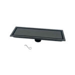 304 Inôksa 20-120 Mm Black Rectangular Invisible Floor Drain with Extended Tube and Common Self Seal Odor Proof Core