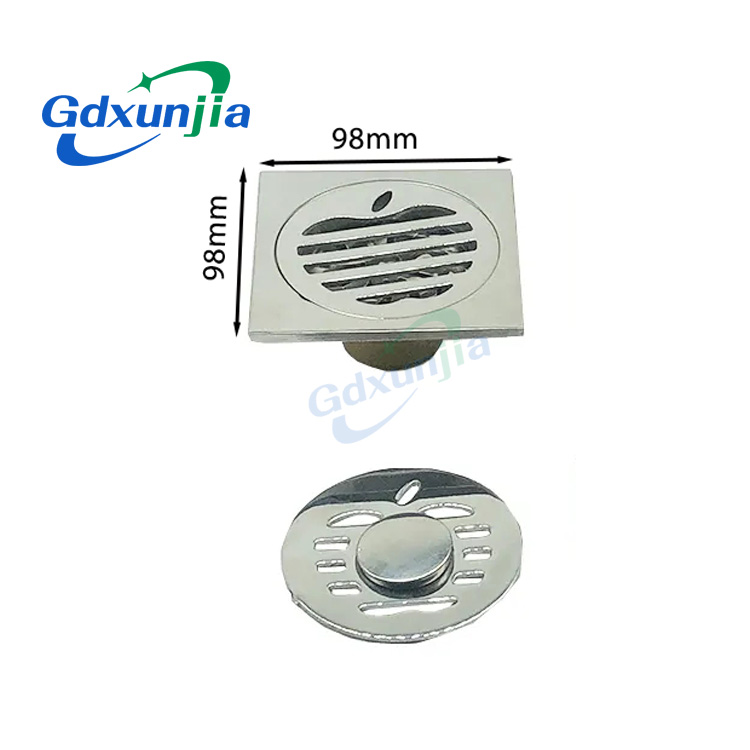 Hot Square Tebal 6mm 4 Inci 201 Stainless Steel Round Apple Pattern Kamar Mandi Shower Kuningan Anti Bau Floor Drain dengan Bayonet —XINZHIJIA / XUNJIA