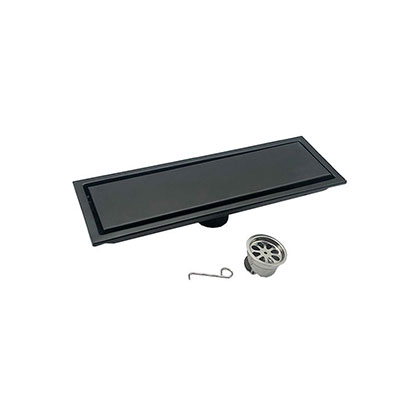 304 Inôksa 20-120 Mm Black Rectangular Invisible Floor Drain with Extended Tube and Common Self Seal Odor Proof Core