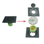 Grosir tebal ganda 6mm 4 Inci persegi hitam 201 Stainless steel kamar mandi kamar mandi plastik lurus drain drain lantai anti bau