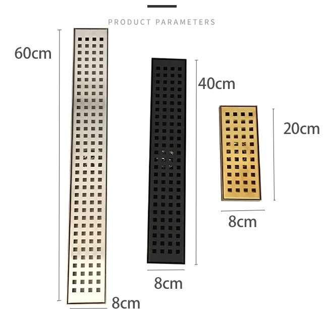 Cuarto de ducha de gran desplazamiento de acero inoxidable con desagüe de piso de rejilla con orificio rectangular