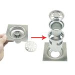 Xinzhijia/xunjia – 衛浴10*10cm 2mm厚方格 304 不銹鋼地漏帶防回流器深水密封芯