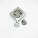 Xunjia/xinzhija – 10*10cm 2mm Thick 201 Stainless Steel Water Drop Like Square Floor Drain with Common Odor Proof Core