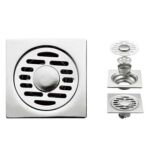 Xunjia/xinzhija – 10*10cm 2mm Thick 201 Stainless Steel Water Drop Like Square Floor Drain with Common Odor Proof Core