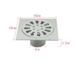 Квадрат 10 * 10 см 2 мм қалың 201 Stainless Steel Bathroom Shower Hair Catcher Strainer Floor Drain with Extended Connection Pipe