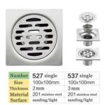 Квадрат 10 * 10 см 2 мм қалың 201 Stainless Steel Bathroom Shower Hair Catcher Strainer Floor Drain with Extended Connection Pipe