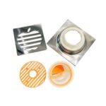Drain Lantai Stainless Steel Persegi Dengan Elemen Filter Di Dapur Kamar Mandi Baru