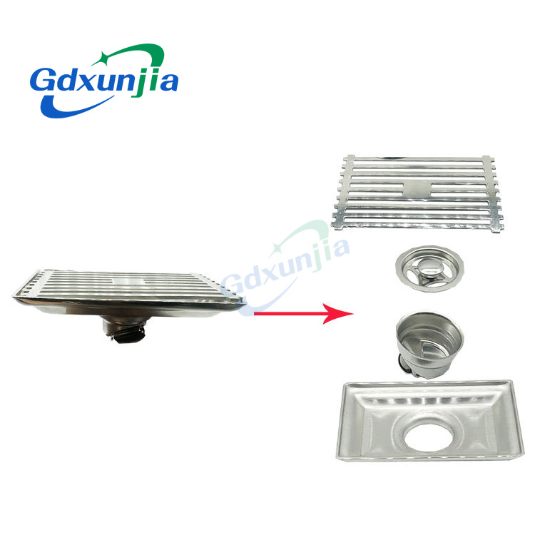 Phòng tắm hoa văn tre nhẹ hình chữ nhật 10 * 15cm 201 Lỗ tròn bằng thép không gỉ và nút thoát nước lõi thoát nước thông thường