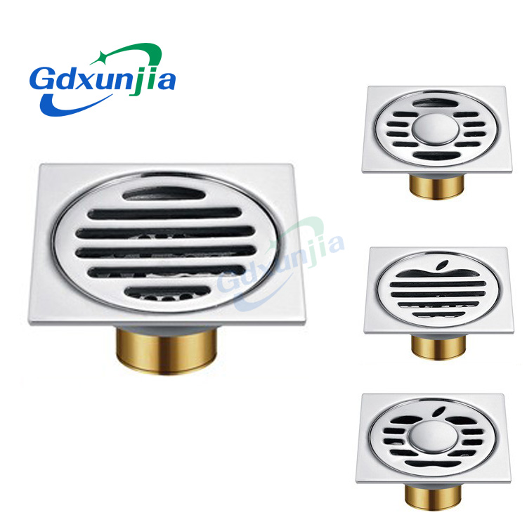 Hot Square 6mm Thick 4 Inch 201 Stainless Steel Round Apple Pattern Bathroom Shower Brass Anti Odor Floor Drain with Bayonet —XINZHIJIA/XUNJIA