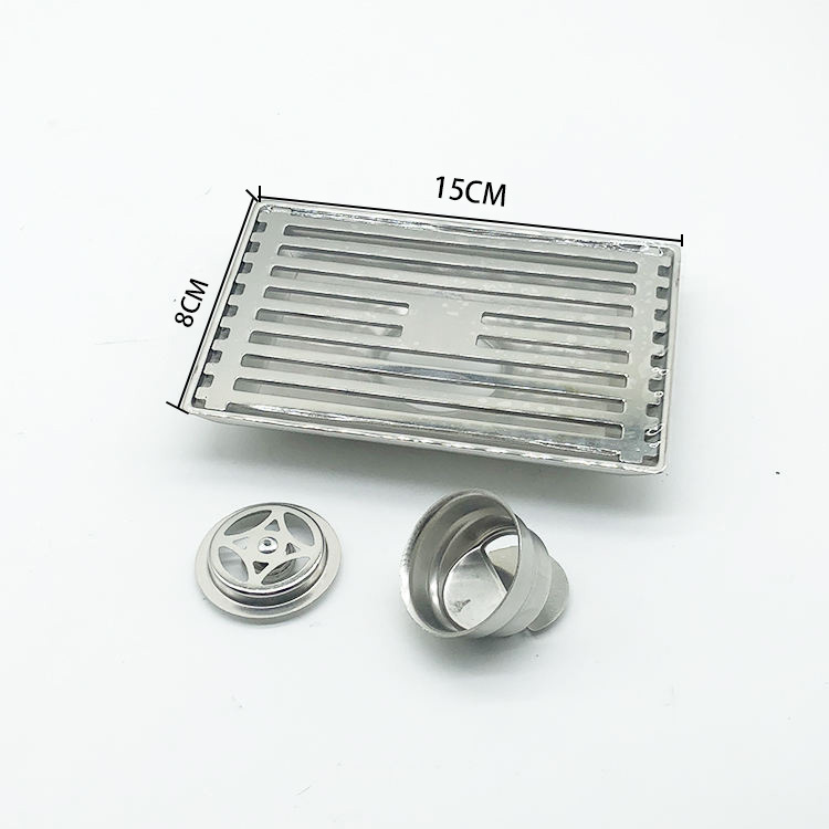 Phòng tắm hoa văn tre nhẹ hình chữ nhật 10 * 15cm 201 Lỗ tròn bằng thép không gỉ và nút thoát nước lõi thoát nước thông thường