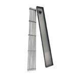 Ingegneria dello scarico a pavimento in acciaio inossidabile 8 * 60 Prolunga per drenaggio laterale con striscia solida in acciaio inossidabile grigio canna di fucile. Produttore di scarichi a pavimento in bambù