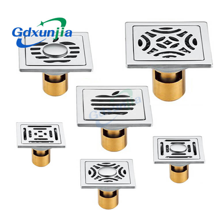 Square floor drain with copper deep water